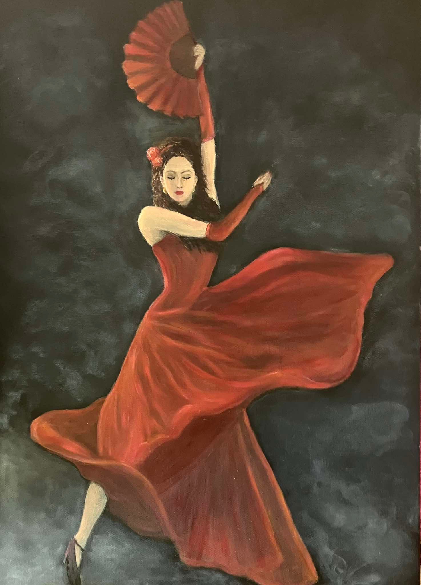 Tanečnice flamenca.Olej 70x50cm