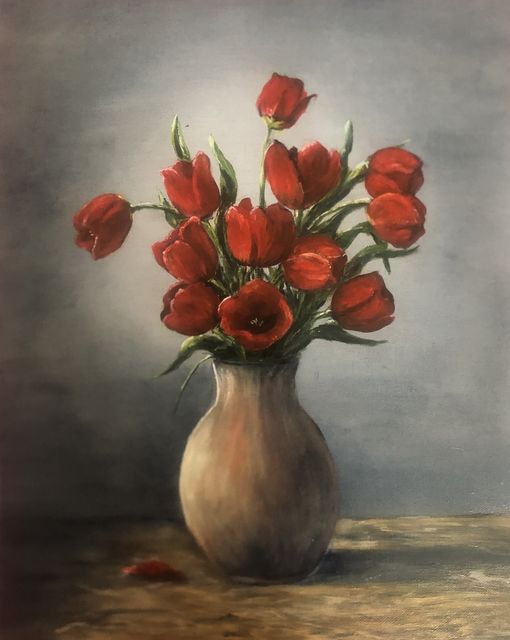 Tulipány ve váze .Akryl 50x40cm